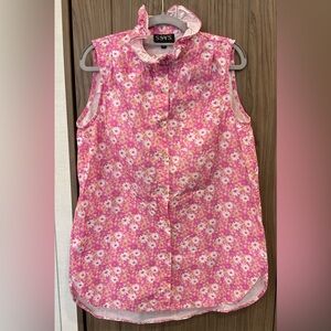 SSYS The Label Womens Pink Floral Button Up Sleeveless Blouse Size M